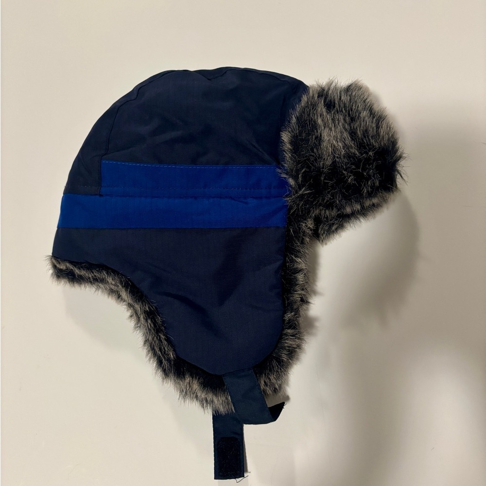NWT Navy Blue Aviator Hat with Faux Fur Trim 12-24 months